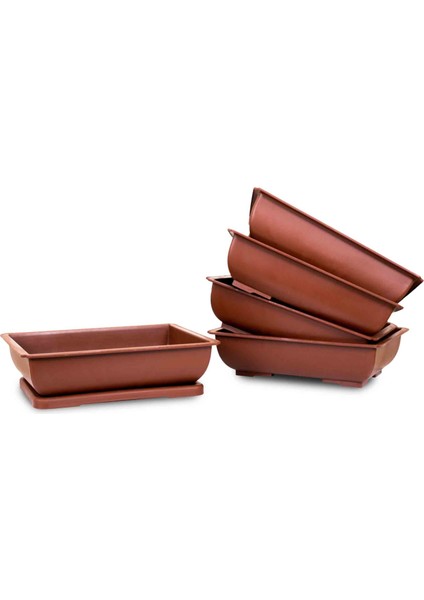 Plastik Bonsai Sukulent Alıştırma Saksısı 27 cm - Kahverengi (5 Adet)