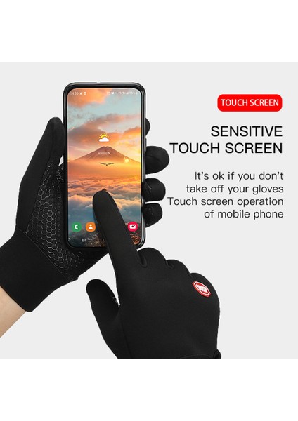 Siyah Stil M Boyutu Kış Artı Kadife Erkek Kadın Kayak Soğuk Geçirmez Dokunmatik Ekran Sıcak Bisiklet Sürme Kalın Tam Parmak Eldivenler (Yurt Dışından) fırsatları