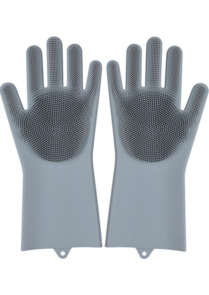 Gri Tarzı 2 Adet Çok Fonksiyonlu Silikon Temizlik Eldiveni Mutfak Ev Için Bulaşık Yıkama Eldiveni Silikon Bulaşık Eldiveni (Yurt Dışından)