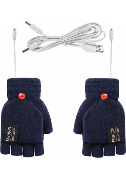 Gri Tarzı Y1QB Yarım Parmak Eldivenleri USB Isıtmalı Kış Parmaksız Sıcak Eldivenler Esnek Örme Eldivenler Kadın Erkekler Için Ortak Boyut (Yurt Dışından)