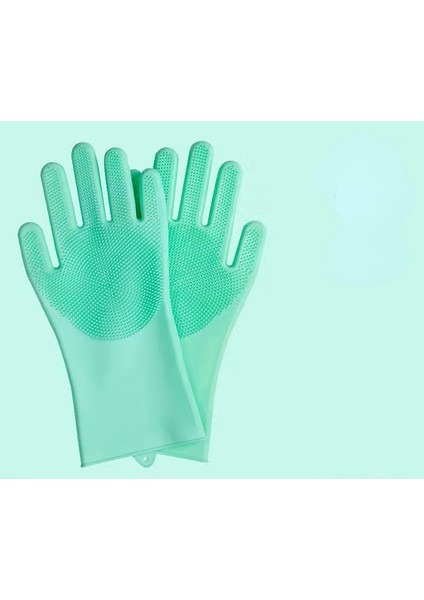 Yeşil Stil Düzenli Stil Evde Çok Fonksiyonlu Silikon Temizlik Eldiveni Bulaşık Fırçası Temizlik Tanrıları Yapışmaz Yağ Yalıtımı Anti-Yakma (Yurt Dışından)