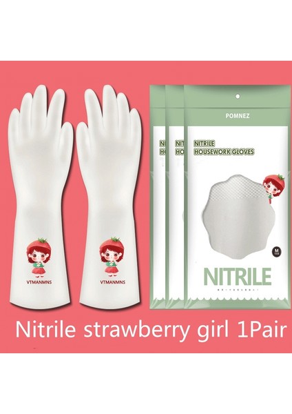 Nitril-B Stili M Boyutu Kadın Su Geçirmez Kauçuk Lateks Bulaşık Eldiveni Mutfak Dayanıklı Temizlik Ev Işleri Bulaşık Yıkama Araçları (Yurt Dışından)