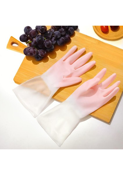 Pembe Tarzı S 7cm 4pcs Suya Dayanıklı Lastik Ince Temizlik Eldiveni Mutfak Bulaşıkları Için Latex Eldiven (Yurt Dışından)