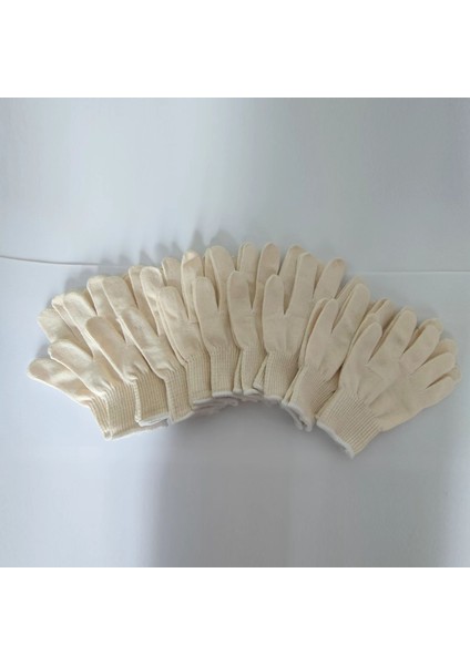 M Boyutu 10 Çift 50G Örme Ahşap Iş Eldiveni Beyaz Elastik Dize Pamuk Eldiven Bahçe Iş Inşaat El Ev Eldiveni (Yurt Dışından) fiyatları