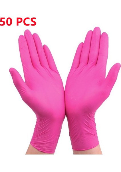 Pembe 50PCS Tarzı M Boyutu Tek Kullanımlık Nitril Eldiven Xs Alerjiye Uygun Koruyucu Güvenlik Eldiveni Çalışma Mutfak Bulaşık Makine Siyah Eldiven (Yurt Dışından)