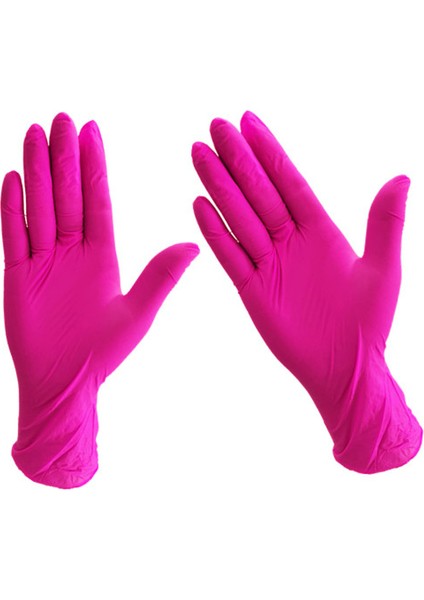 Pembe 50PCS Tarzı M Boyutu Tek Kullanımlık Nitril Eldiven Xs Alerjiye Uygun Koruyucu Güvenlik Eldiveni Çalışma Mutfak Bulaşık Makine Siyah Eldiven (Yurt Dışından)