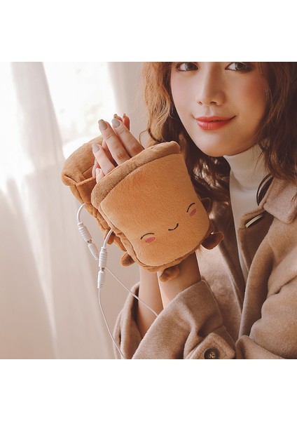 Bir Stil Sevimli Panda Tost Şekilli USB Isıtıcı Eldiven Karikatür Parmaksız El Isıtıcıları Kış Eldiven Yeni Yıl Hediyesi (Yurt Dışından) indirimleri