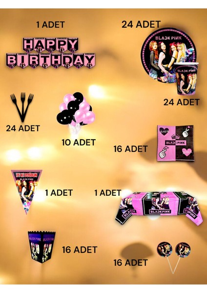 24 Kişilik Black Pink Temalı Ultra Lü x Set - Doğum Günü Parti ve Eğlenceli Etkinlikler fiyatları