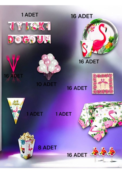 16 Kişilik Flamingo Temalı Ultra Lü x Set - Doğum Günü Parti ve Eğlenceli Etkinlikler fiyatları