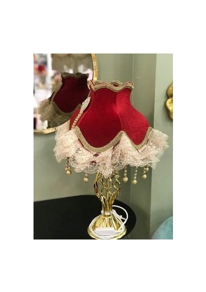 Kırmızı Dantel Detaylı Abajur Tekli fiyatları