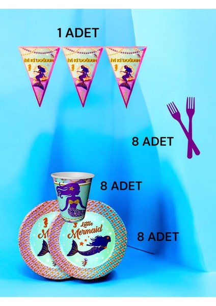 8 Kişilik Deniz Kızı Temalı S Paket - Doğum Günü Parti ve Eğlenceli Etkinlikler fiyatları