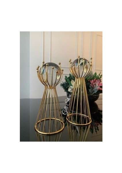 Dekoratif Metal 2li Küreler Gold