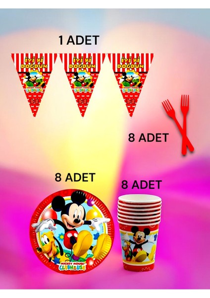 8 Kişilik Mickey Mouse Temalı S Paket - Doğum Günü Parti ve Eğlenceli Etkinlikler fiyatları