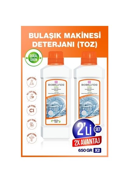 Soda Etkili Toz Bulaşık Makinesi Deterjanı 2 Adet