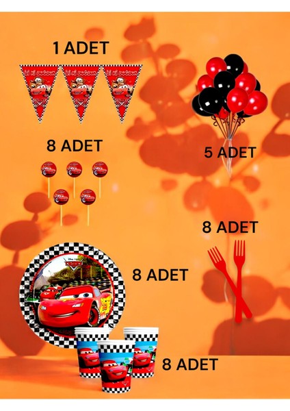 8 Kişilik Cars Temalı M Paket - Doğum Günü Parti ve Eğlenceli Etkinlikler fiyatları