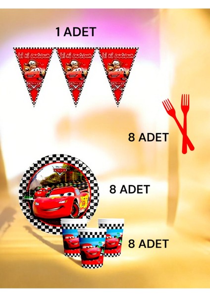 8 Kişilik Cars Temalı S Paket - Doğum Günü Parti ve Eğlenceli Etkinlikler fiyatları