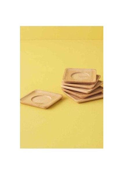 Bambu Lüx 6 Adet Kare Çay Tabağı 10,5cm