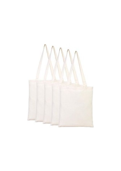 Unisex Ekru Ham Bez Çanta 35X40CM 5'li