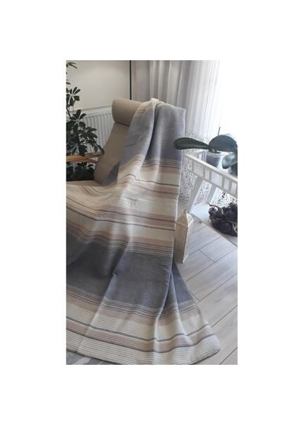 4 Mevsim Battaniye Çift Kişilik 180*220CM Balkon Tv Battaniyesi Gri Çizgili fiyatları