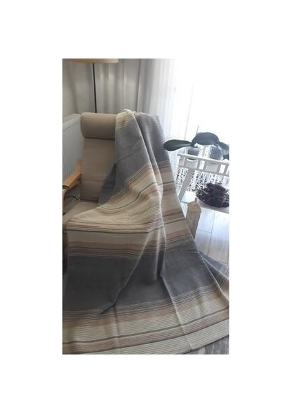 4 Mevsim Battaniye Çift Kişilik 180*220CM Balkon Tv Battaniyesi Gri Çizgili fırsatları