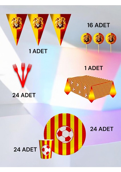 32 Kişilik Kırmızı Sarı Taraftar Premium Set - Doğum Günü Parti ve Eğlenceli Etkinlikler