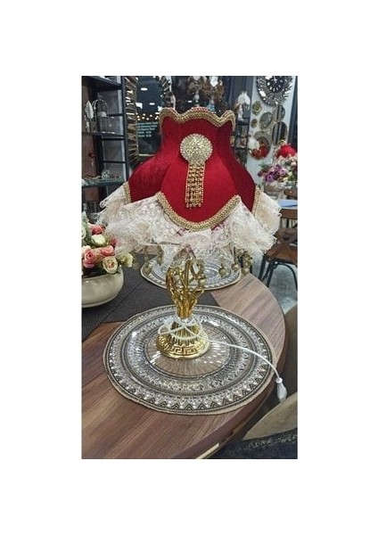 Abajur Çiftli Dantel Detaylı