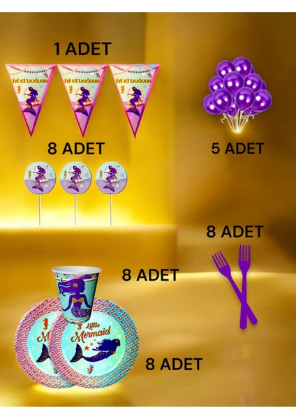 8 Kişilik Deniz Kızı Temalı M Paket - Doğum Günü Parti ve Eğlenceli Etkinlikler fiyatları