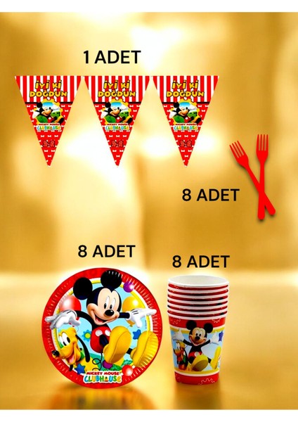 8 Kişilik Mickey Mouse Temalı S Paket - Doğum Günü Parti ve Eğlenceli Etkinlikler