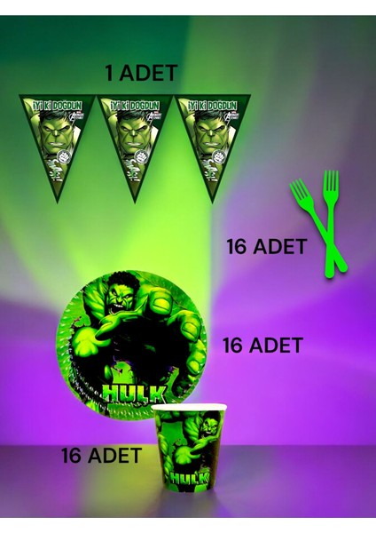 16 Kişilik Hulk Temalı S Paket - Doğum Günü Parti ve Eğlenceli Etkinlikler fiyatları