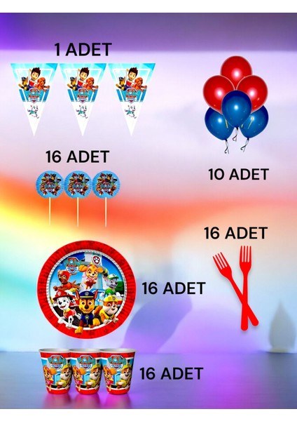 16 Kişilik Paw Patrol Temalı M Paket - Doğum Günü Parti ve Eğlenceli Etkinlikler