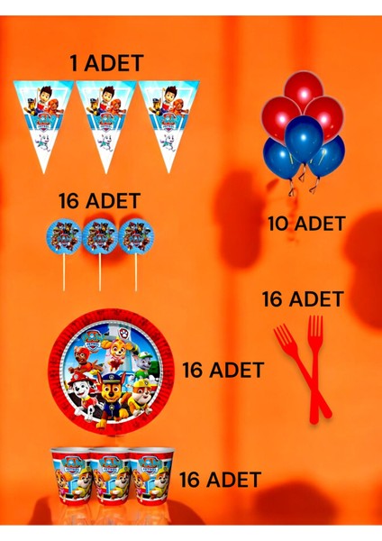 16 Kişilik Paw Patrol Temalı M Paket - Doğum Günü Parti ve Eğlenceli Etkinlikler fiyatları