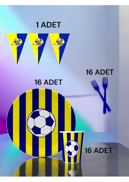 16 Kişilik Lacivert Sarı Taraftar S Paket - Doğum Günü Parti ve Eğlenceli Etkinlikler