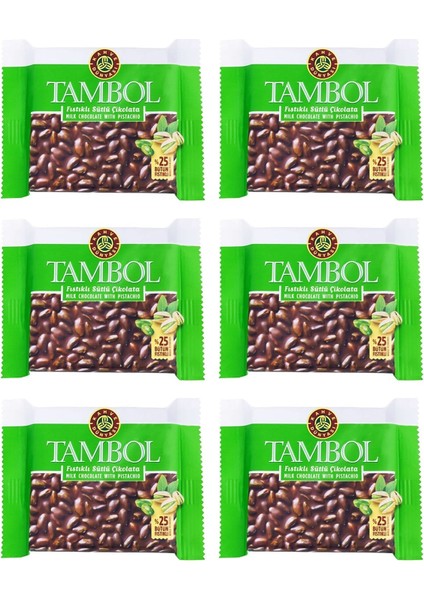 Tambol Antep Fıstıklı Sütlü Çikolata 77 gr x 6 Adet