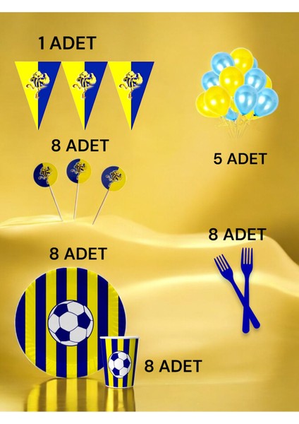 8 Kişilik Lacivert Sarı Taraftar M Paket - Doğum Günü Parti ve Eğlenceli Etkinlikler fiyatları