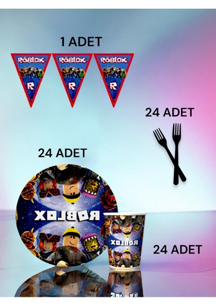 24 Kişilik Roblox Temalı S Paket - Doğum Günü Parti ve Eğlenceli Etkinlikler