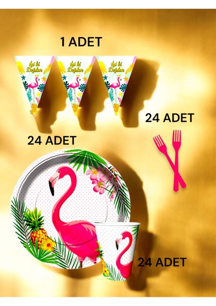 24 Kişilik Flamingo Temalı S Paket - Doğum Günü Parti ve Eğlenceli Etkinlikler fiyatları