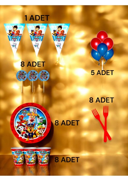 8 Kişilik Paw Patrol Temalı M Paket - Doğum Günü Parti ve Eğlenceli Etkinlikler fiyatları