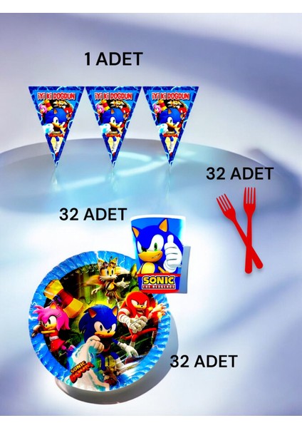 32 Kişilik Sonic Temalı S Paket - Doğum Günü Parti ve Eğlenceli Etkinlikler