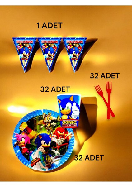 32 Kişilik Sonic Temalı S Paket - Doğum Günü Parti ve Eğlenceli Etkinlikler fiyatları