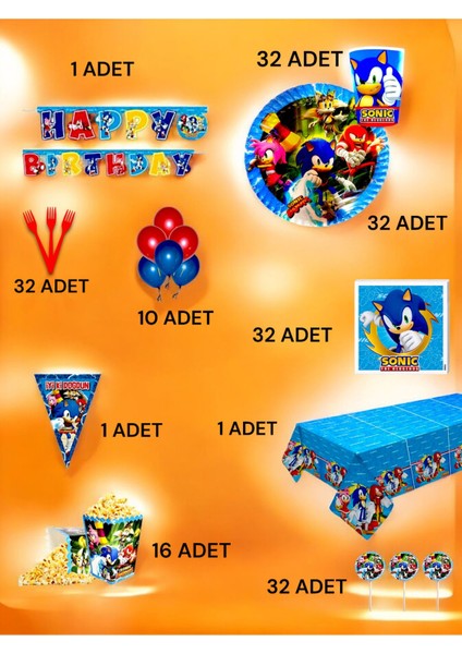 32 Kişilik Sonic Temalı Ultra Lü x Set - Doğum Günü Parti ve Eğlenceli Etkinlikler fiyatları