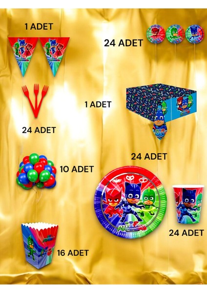 24 Kişilik Pijamask Temalı Lü x Set - Doğum Günü Parti ve Eğlenceli Etkinlikler