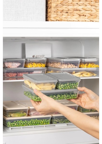 6 Lı Set Freshbox Mikrodalga ve Difrize Uygun Saklama Kabı Set Gri
