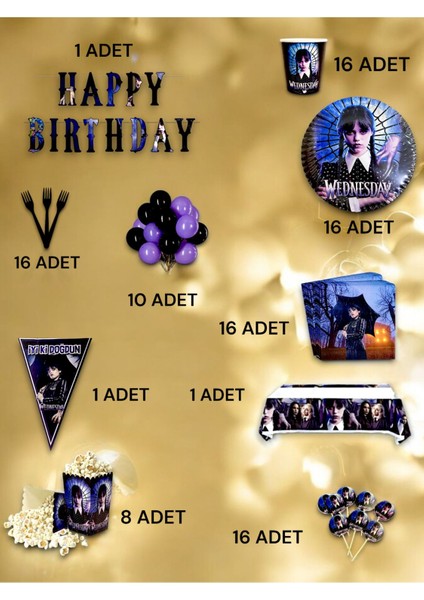16 Kişilik Wednesday Temalı Ultra Lü x Set - Doğum Günü Parti ve Eğlenceli Etkinlikler fiyatları