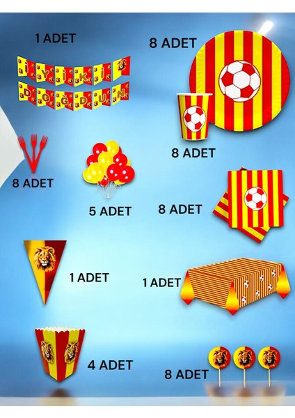 8 Kişilik Sarı Kırmızı Taraftar Ultra Lü x Set - Doğum Günü Parti ve Eğlenceli Etkinlikler fiyatları