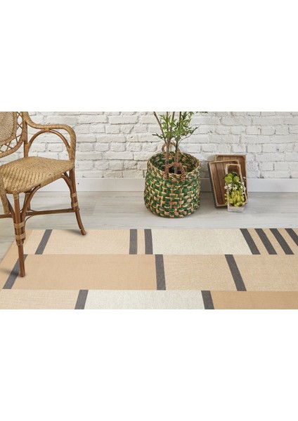 Eko Brooklyn Hasır Görünümlü Kaymaz Renkli Dokuma Modern Kilim BRK14