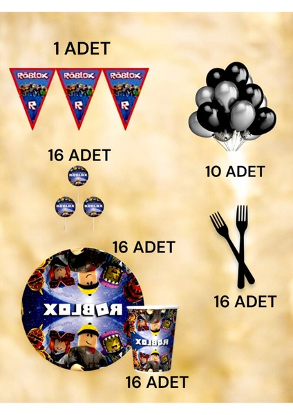 16 Kişilik Roblox Temalı M Paket - Doğum Günü Parti ve Eğlenceli Etkinlikler fiyatları