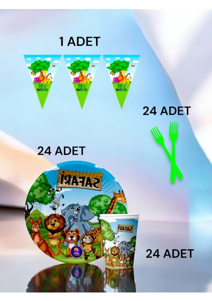 24 Kişilik Safari Temalı S Paket - Doğum Günü Parti ve Eğlenceli Etkinlikler