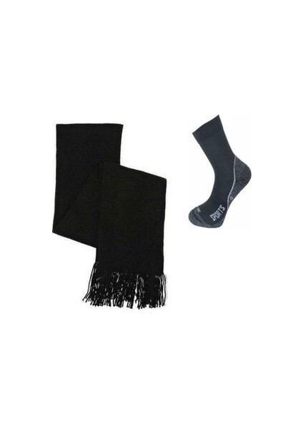 Erkek Siyah Triko Atkı - Gabriel Najdorf Trekking Termal Çorap Set