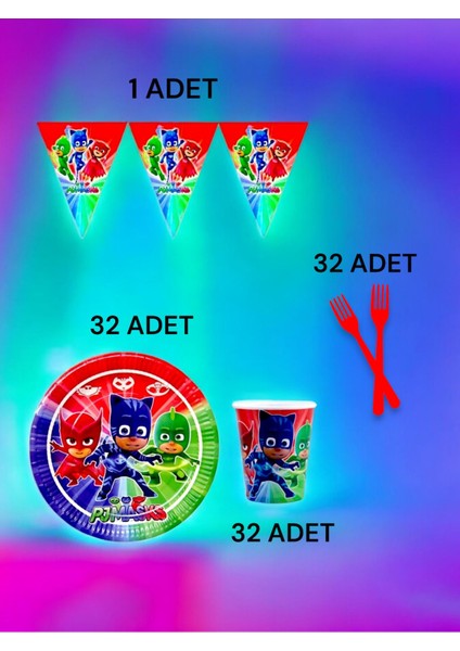 32 Kişilik Pijamask Temalı S Paket - Doğum Günü Parti ve Eğlenceli Etkinlikler