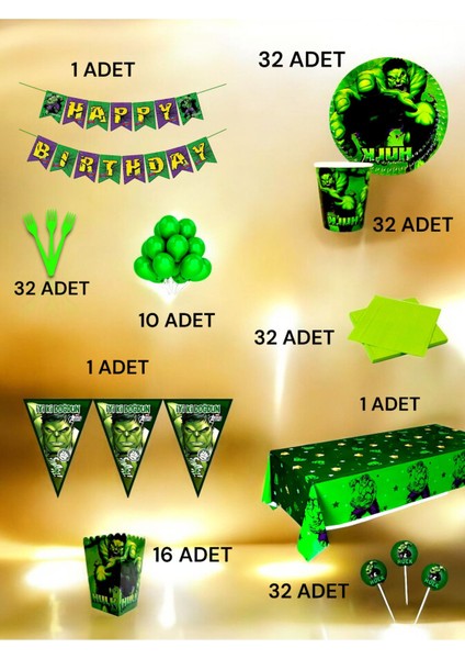 32 Kişilik Hulk Temalı Ultra Lü x Set - Doğum Günü Parti ve Eğlenceli Etkinlikler fiyatları